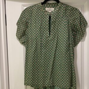 Trovata Birds of Paradis Green Flutter Sleeve Shirt Size Medium. Worn Once!